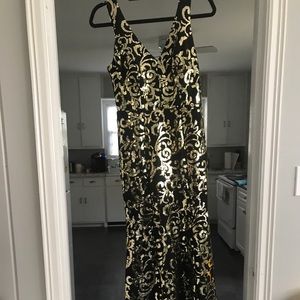 Black and gold sequined gown
